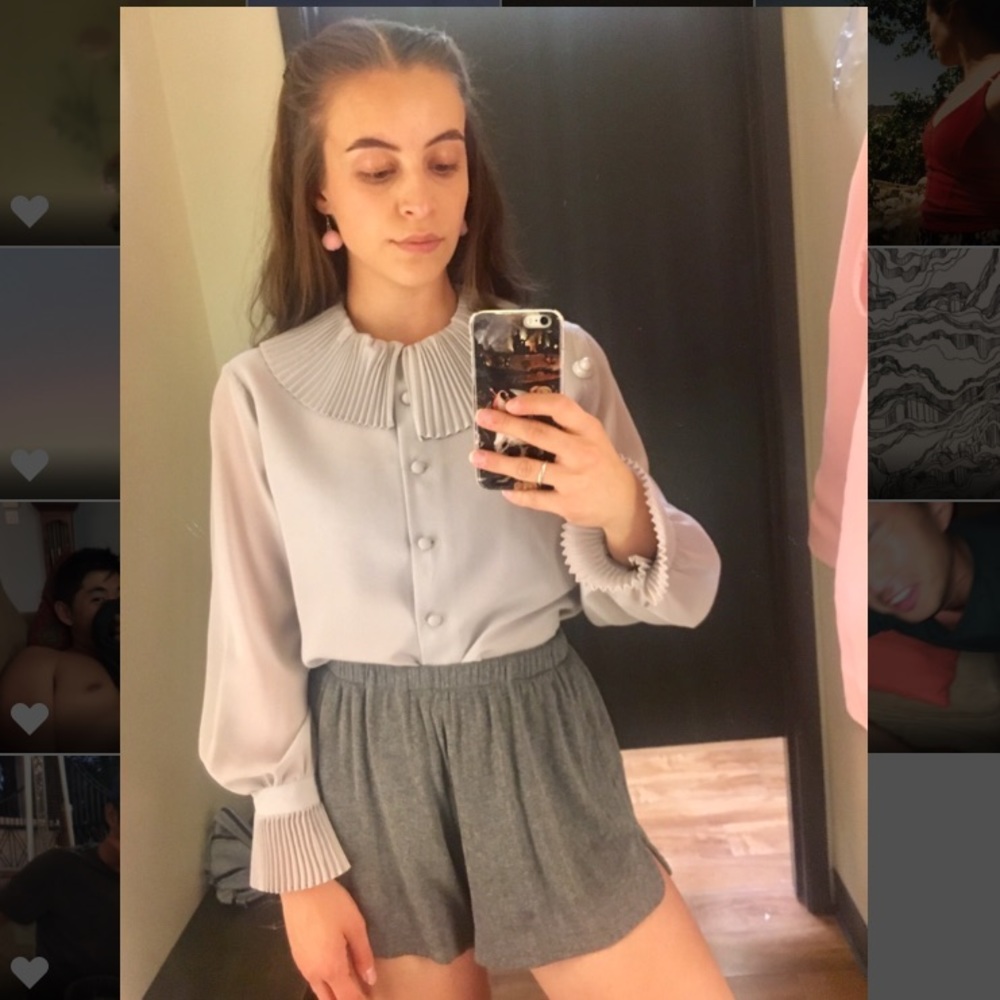 Vintage Grey Chiffon Blouse